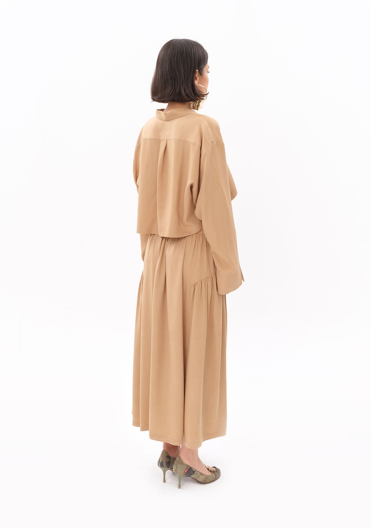 Tiny Bej Tencel™ Oversize Crop Gömlek görünüm 7