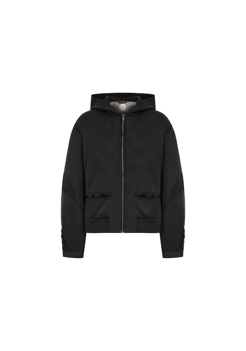 Kapüşonlu Fermuarlı Siyah Bomber Ceket