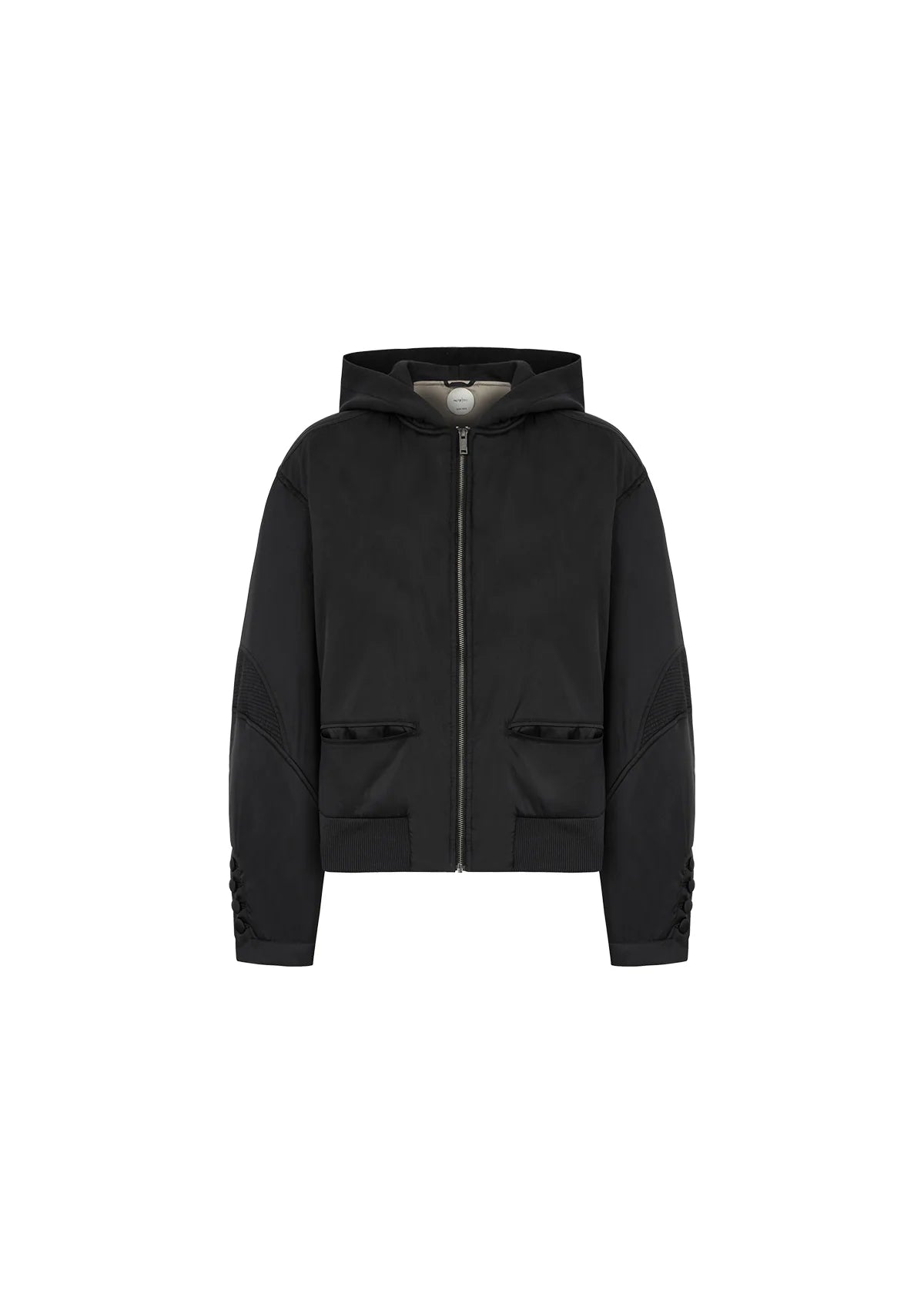 Kapüşonlu Fermuarlı Siyah Bomber Ceket