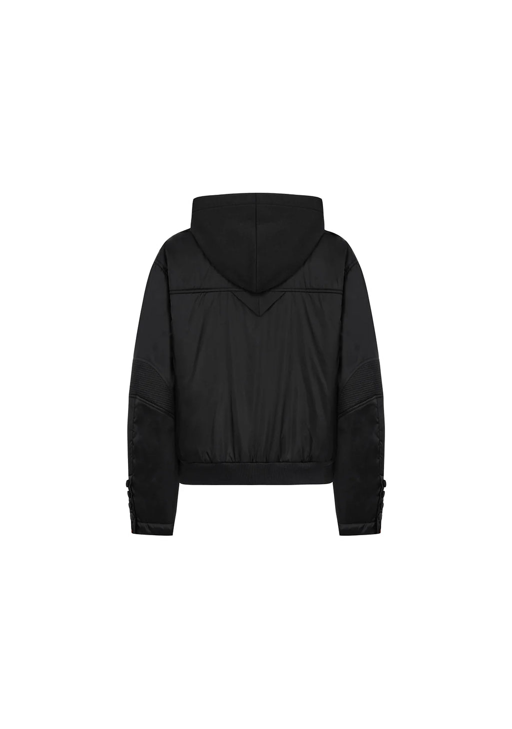 Kapüşonlu Fermuarlı Siyah Bomber Ceket