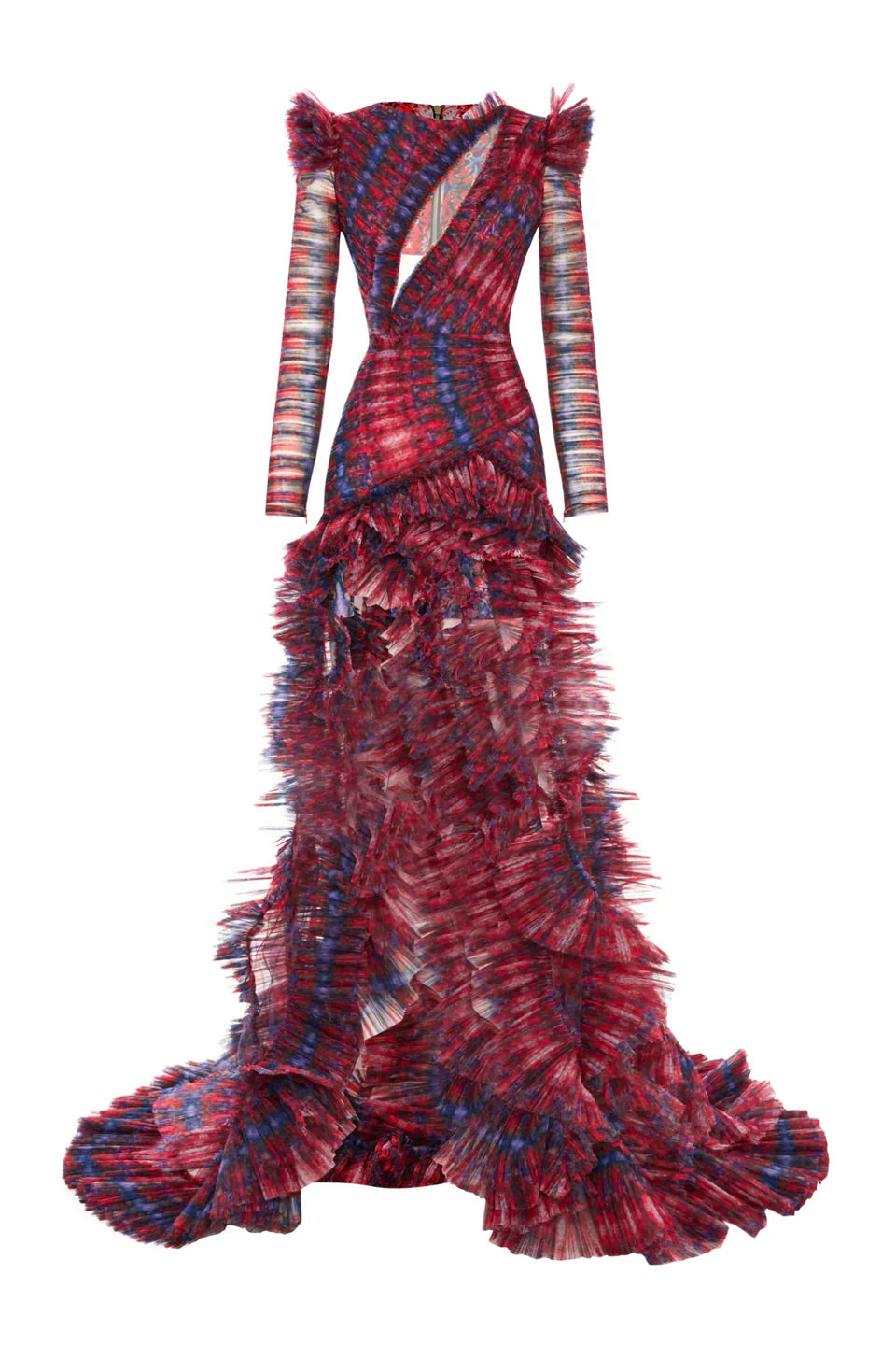 Haleia Göğüs Drapeli Yandan Yırtmaçlı Desenli Elbise