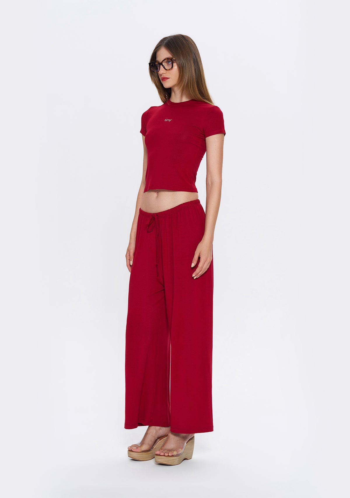 Tiny Dar Kesim Bordo Tişört görünüm 3