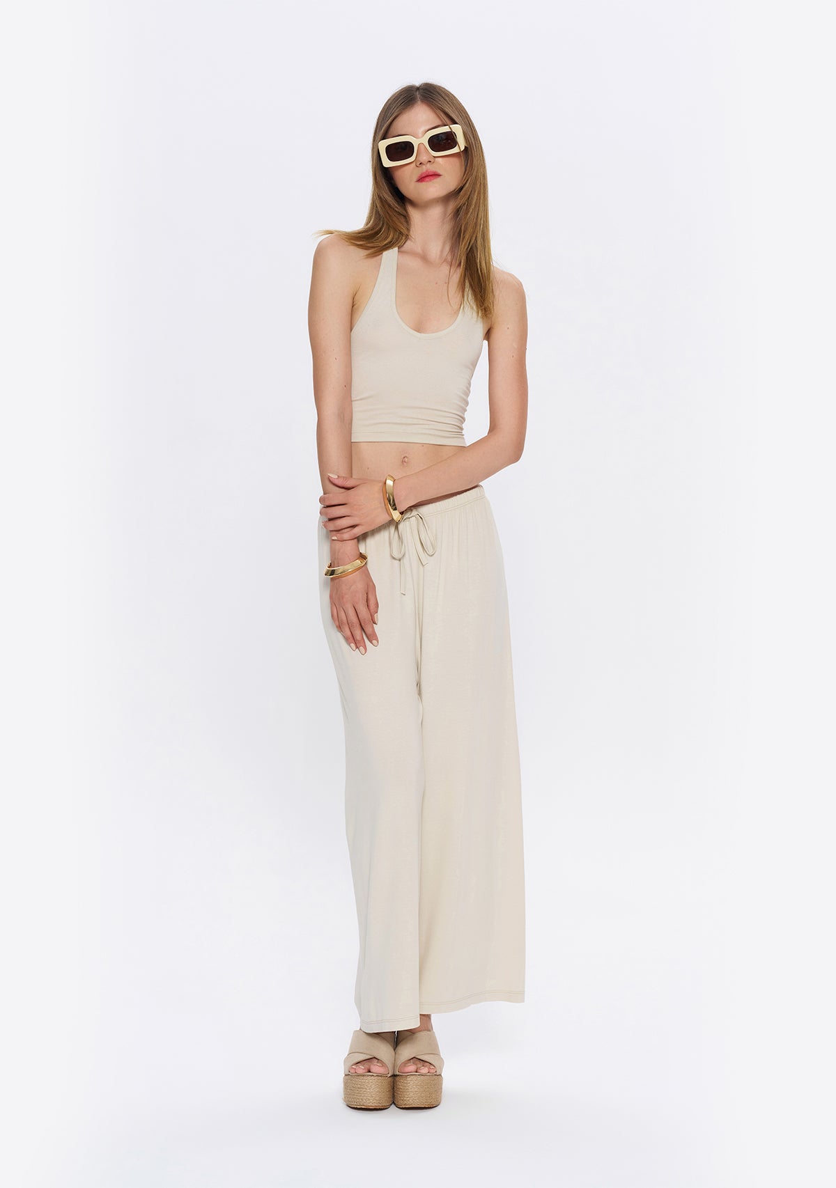 Tiny Halter Yaka Krem Yumuşak Bluz görünüm 10