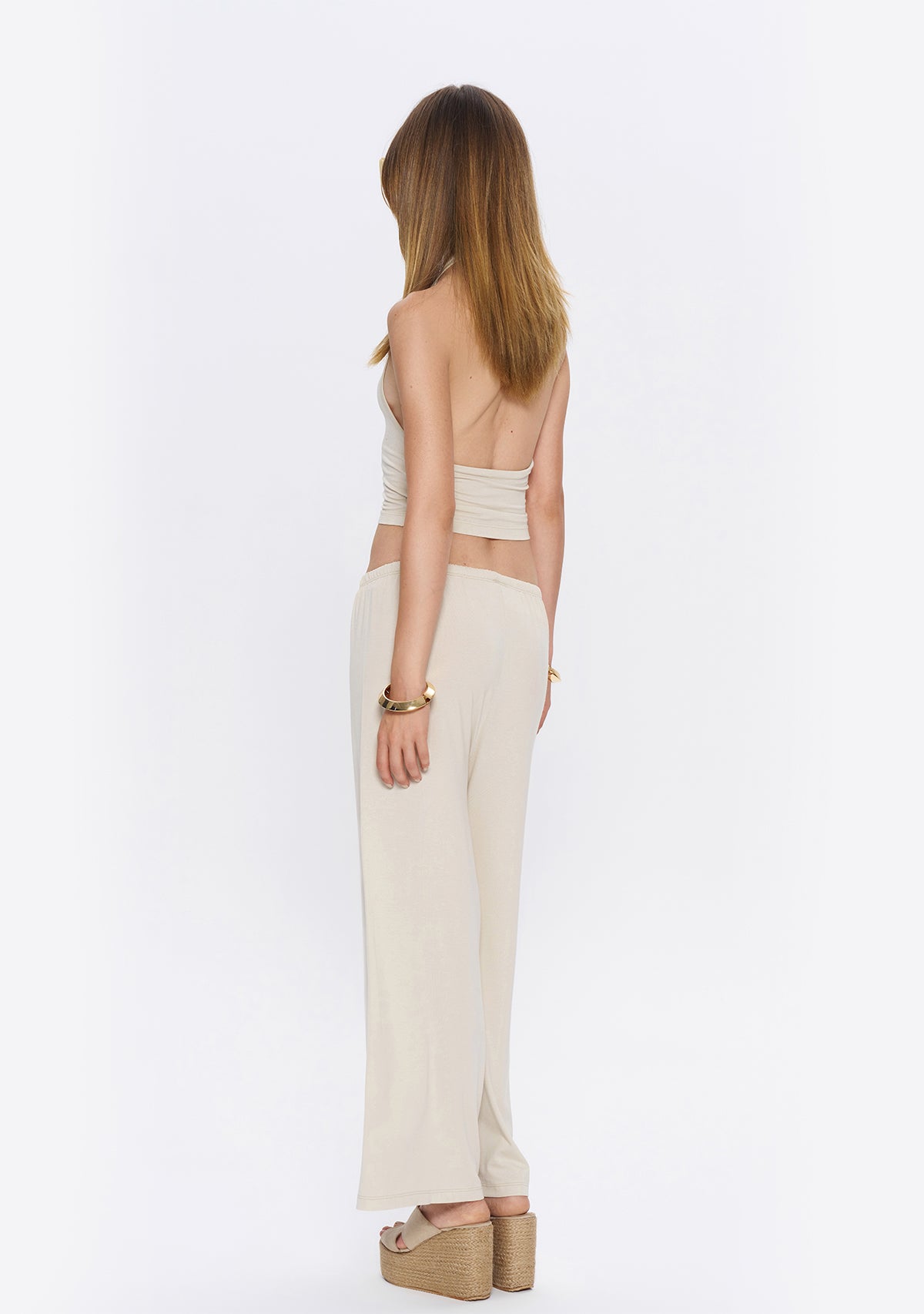 Tiny Halter Yaka Krem Yumuşak Bluz görünüm 7