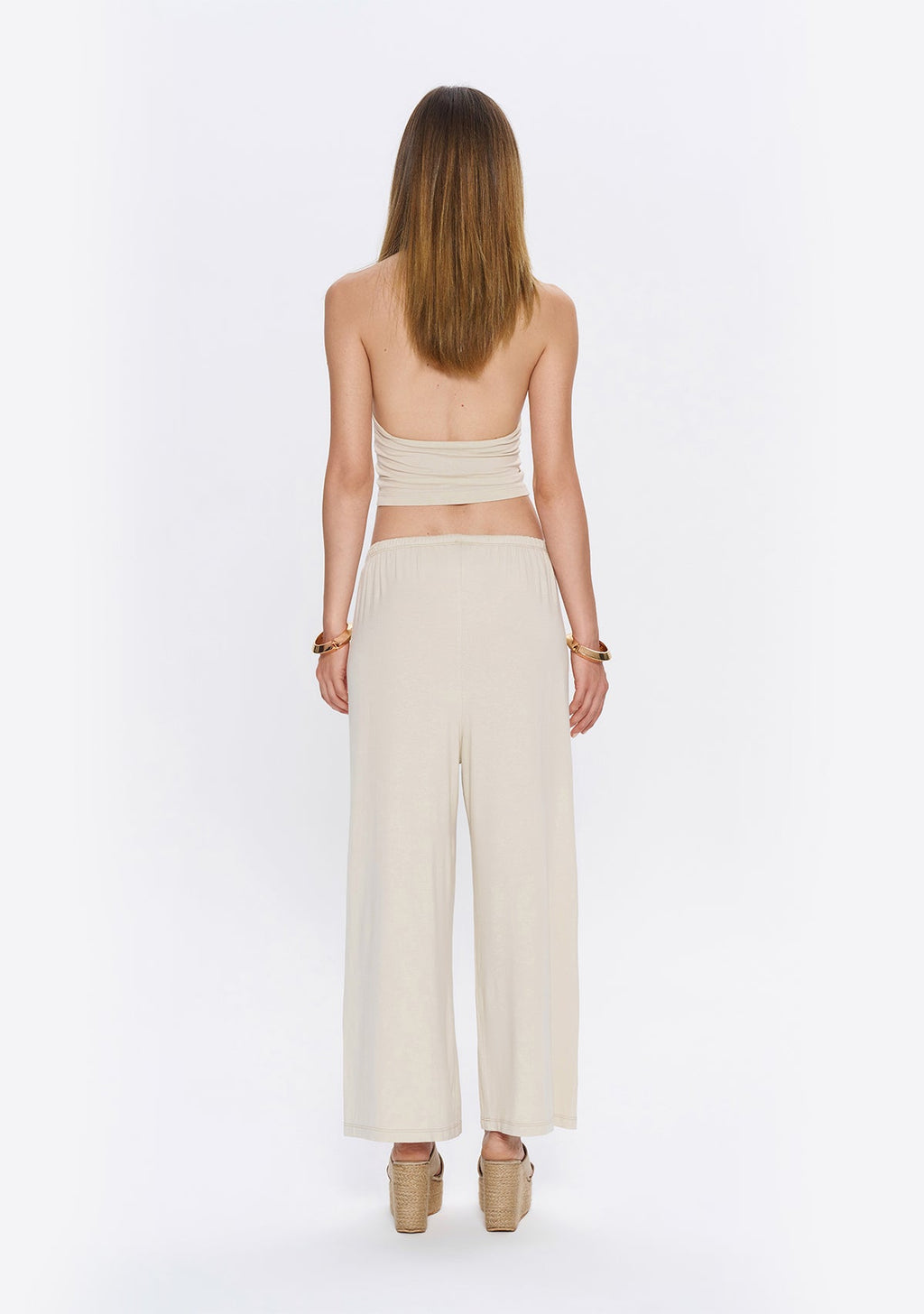 Tiny Halter Yaka Krem Yumuşak Bluz görünüm 2