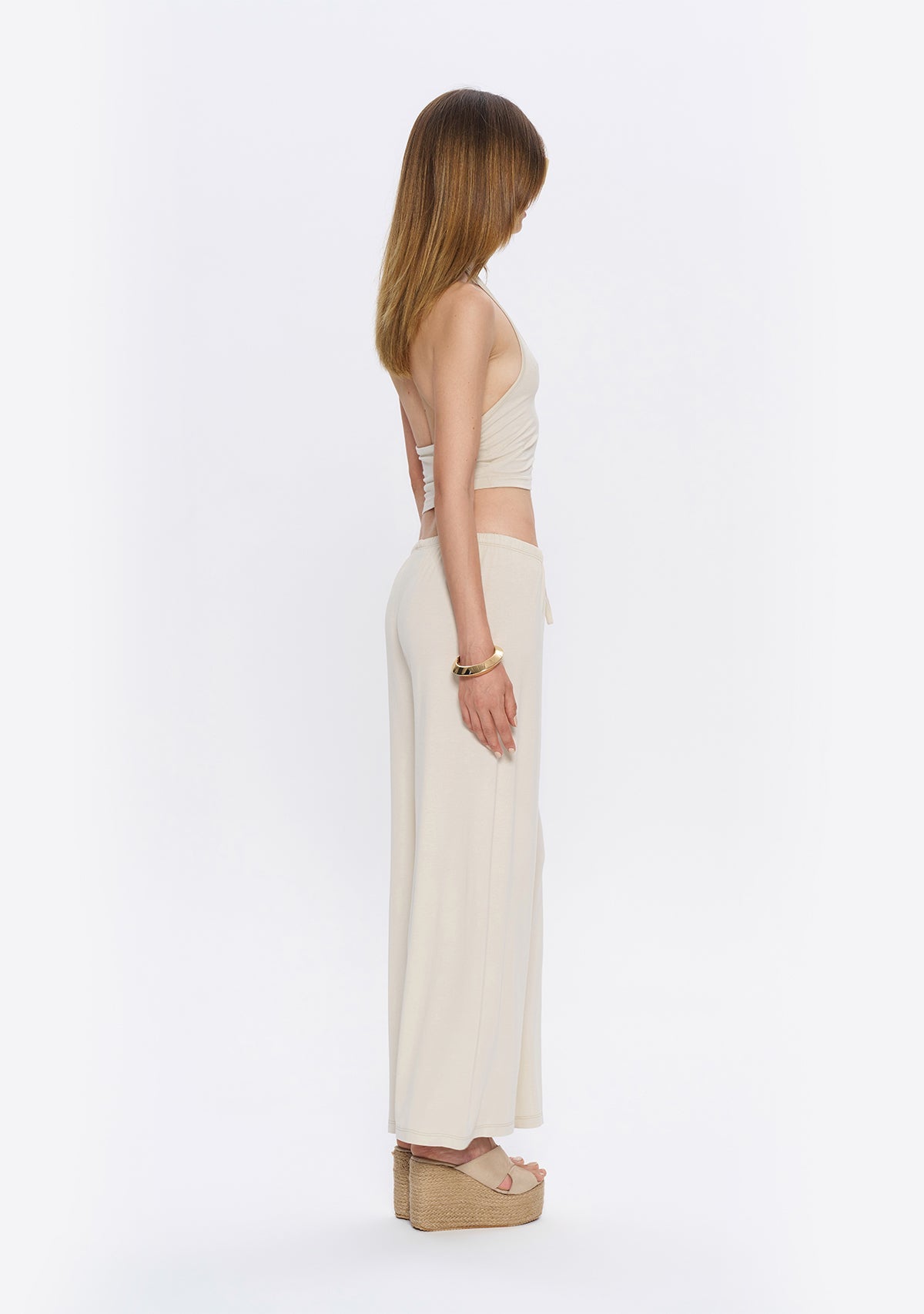 Tiny Halter Yaka Krem Yumuşak Bluz görünüm 8