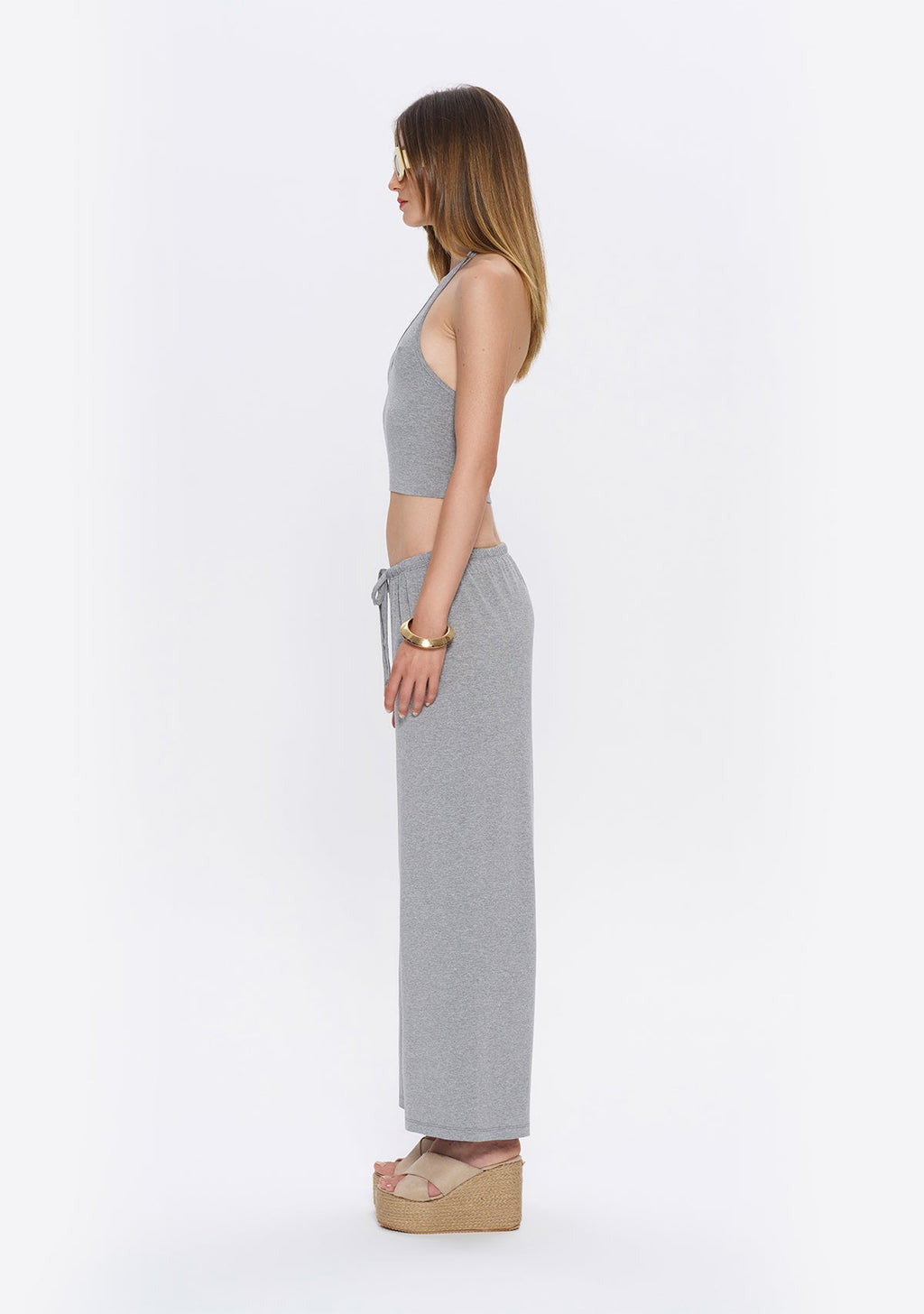 Tiny Halter Yaka Gri Yumuşak Bluz görünüm 5