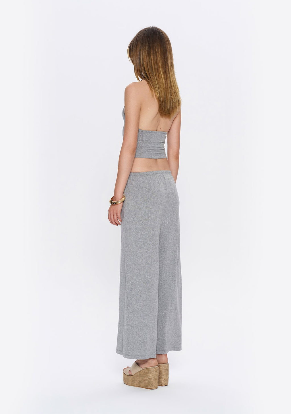 Tiny Halter Yaka Gri Yumuşak Bluz görünüm 6