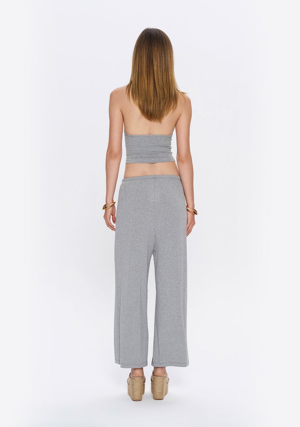 Tiny Halter Yaka Gri Yumuşak Bluz görünüm 2