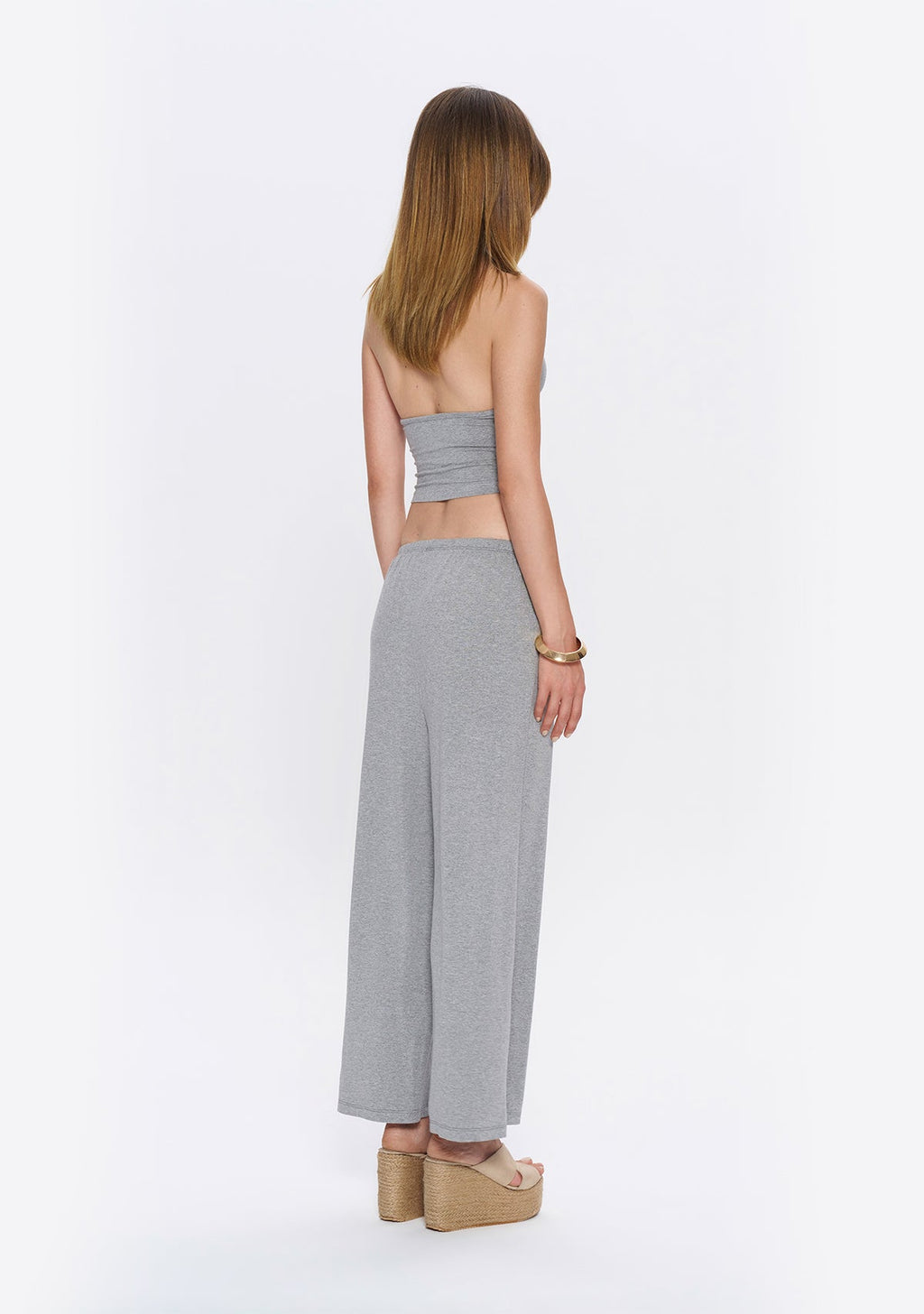 Tiny Halter Yaka Gri Yumuşak Bluz görünüm 7