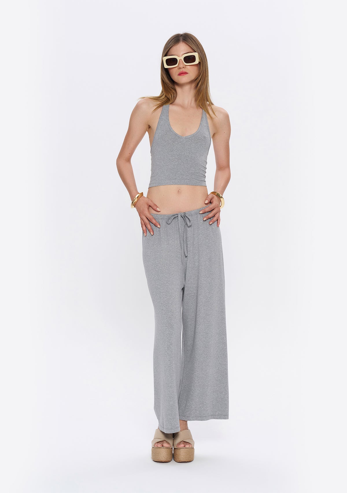 Tiny Halter Yaka Gri Yumuşak Bluz görünüm 9