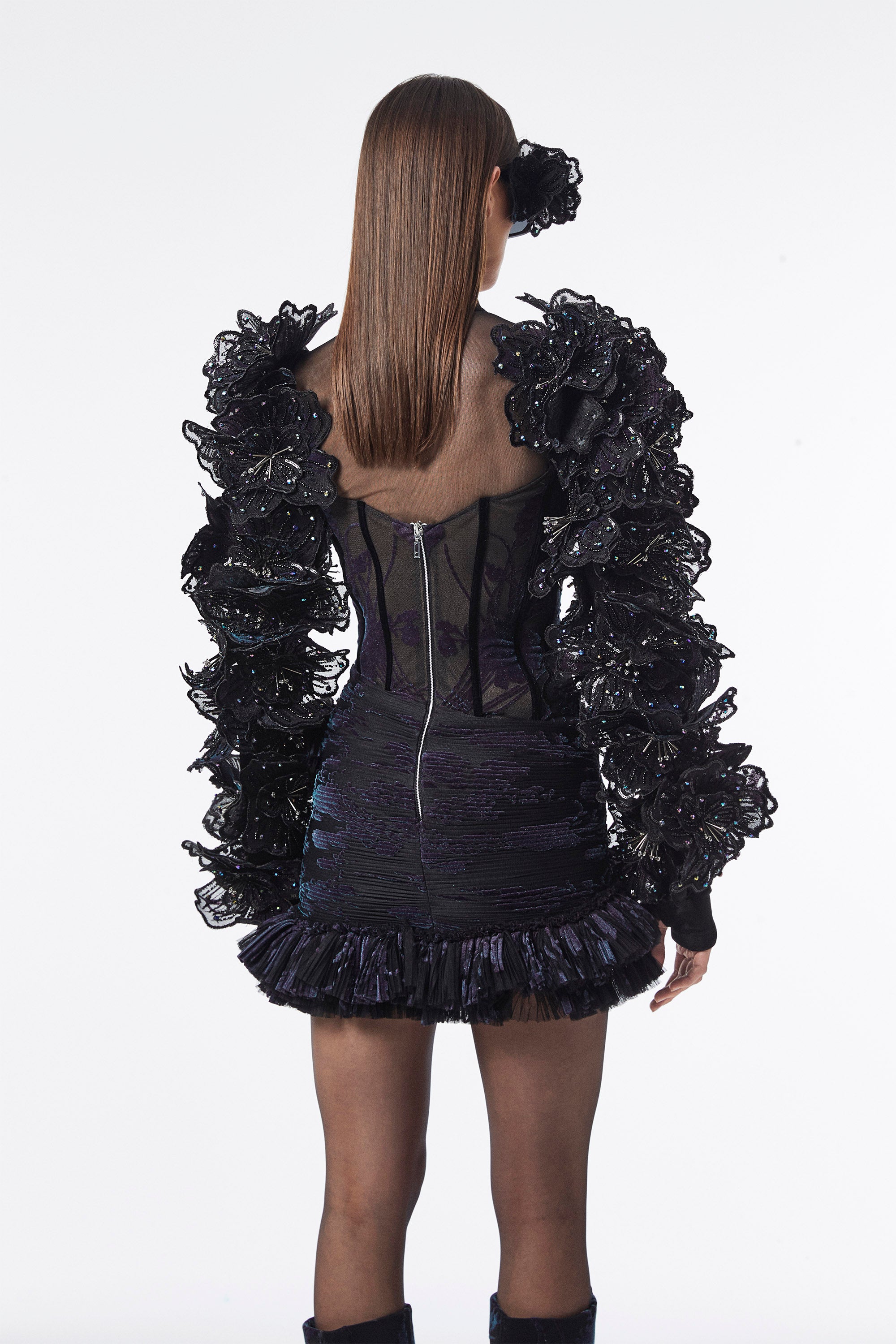 Haleia Off-Shoulder Velvet-Effect Dönüşebilir Elbise