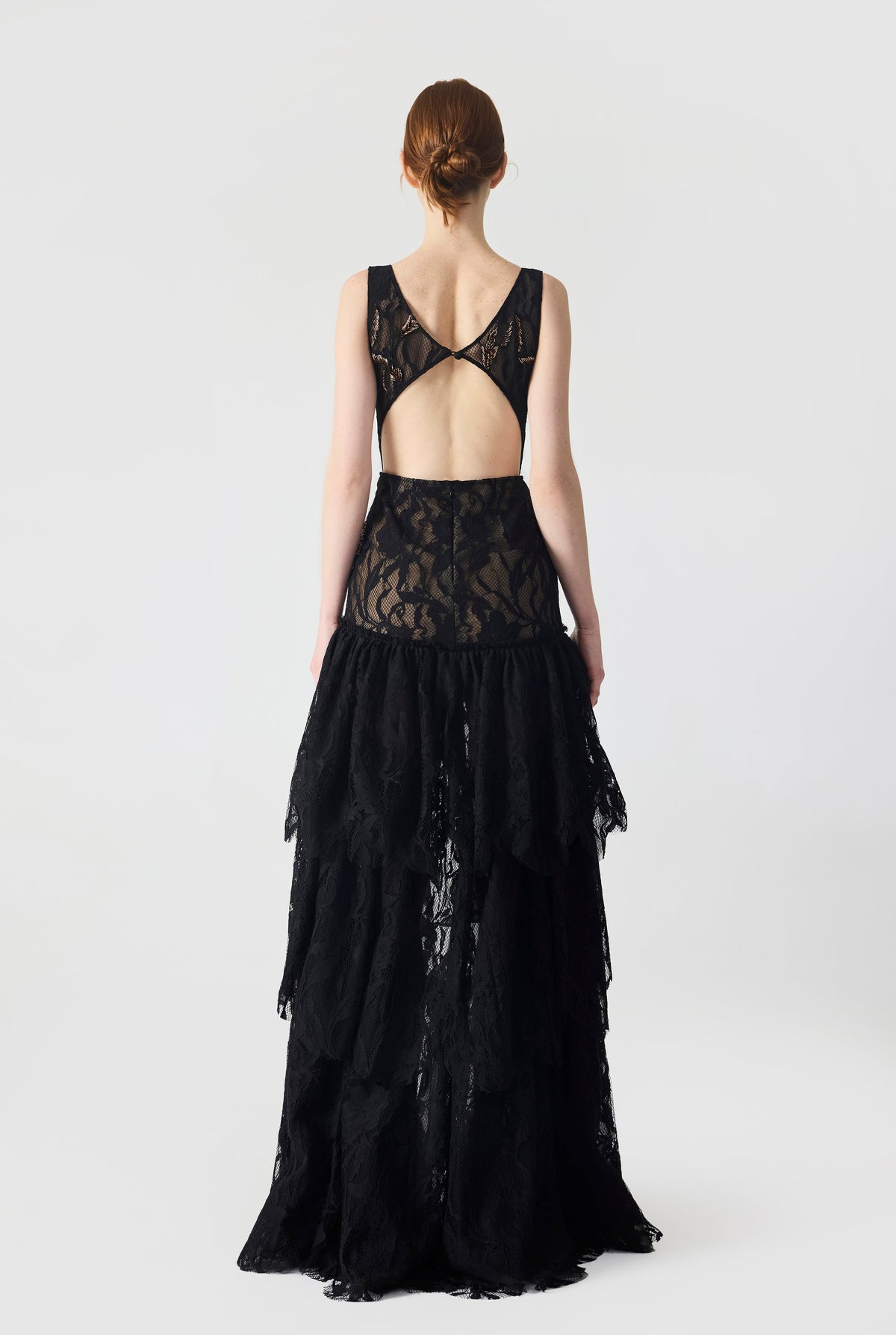 Haleia Hand Embroidered With Ruffles Detailed Maxi Dress