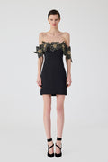 Haleia Off Shoulder 3D Flower Mini Dress