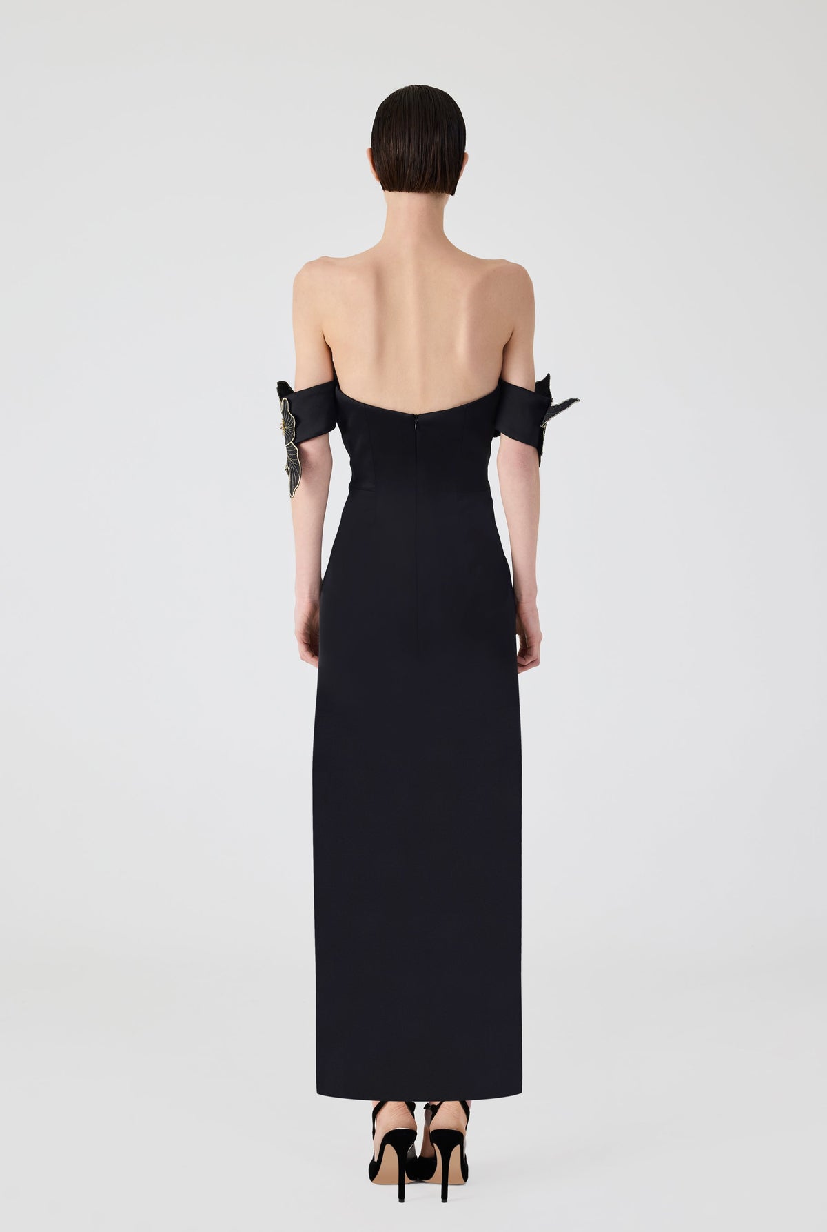 Haleia Off Shoulder 3D Flower Long Dress