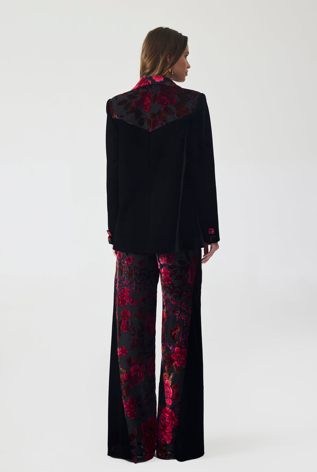 Haleia Burnout Velvet Blazer Jacket