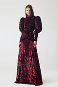 Haleia Drapped Burnout Velvet Maxi Dress