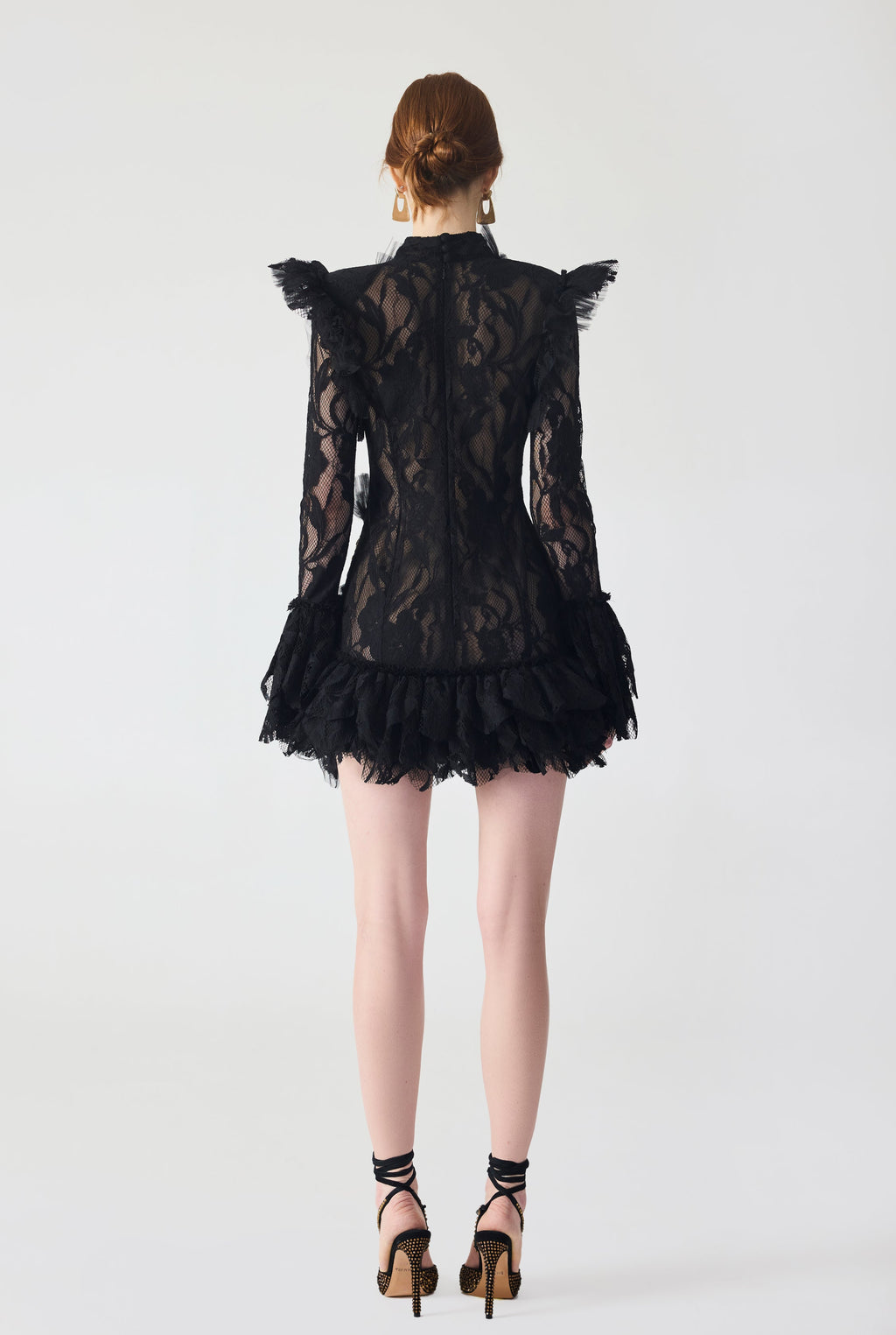 Haleia Hand Embroidered With Ruffles Detailed Mini Dress