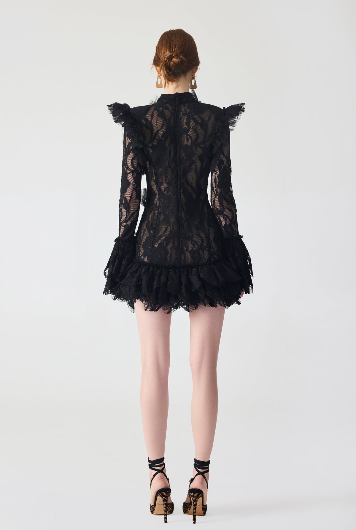 Haleia Hand Embroidered With Ruffles Detailed Mini Dress