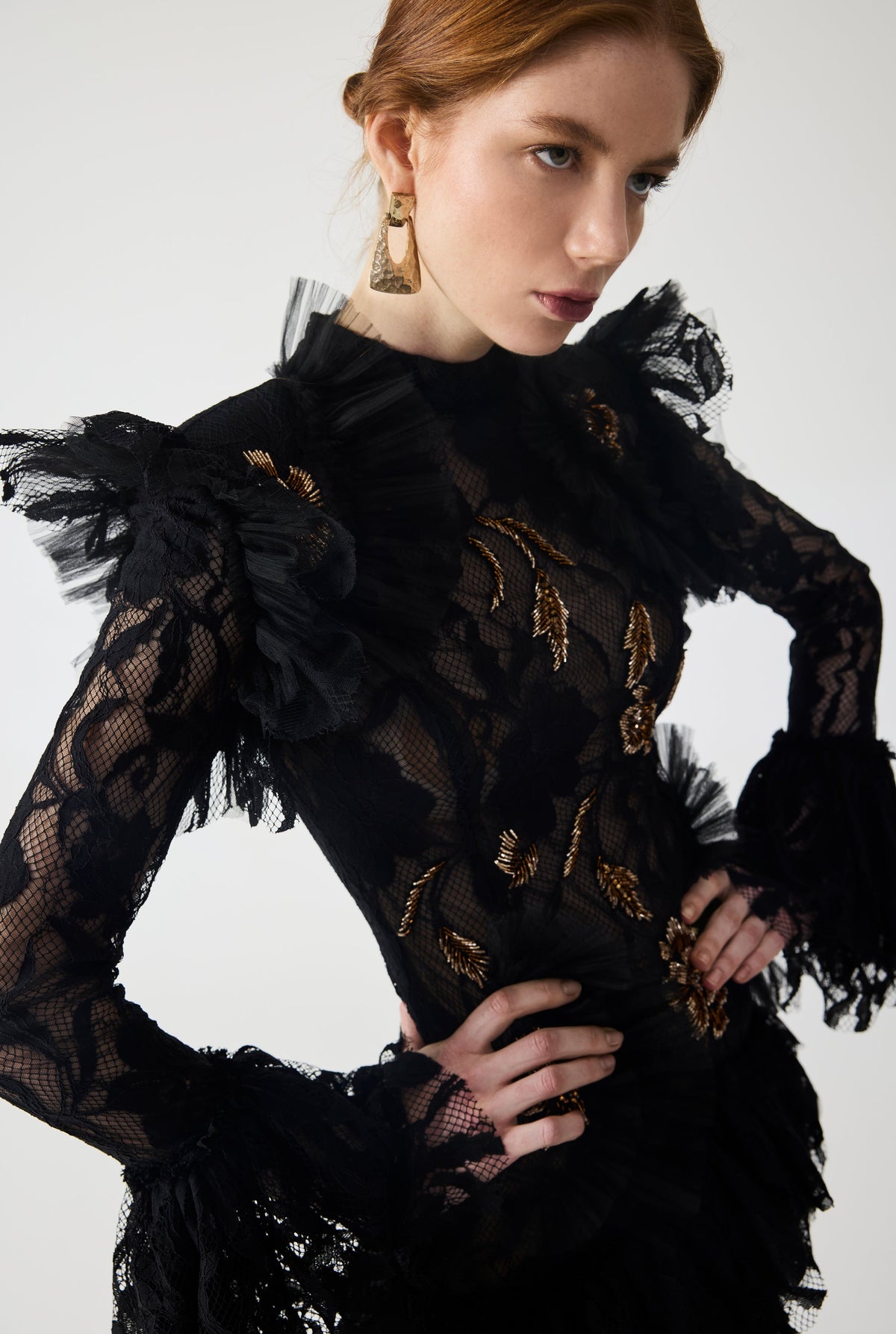 Haleia Hand Embroidered With Ruffles Detailed Mini Dress