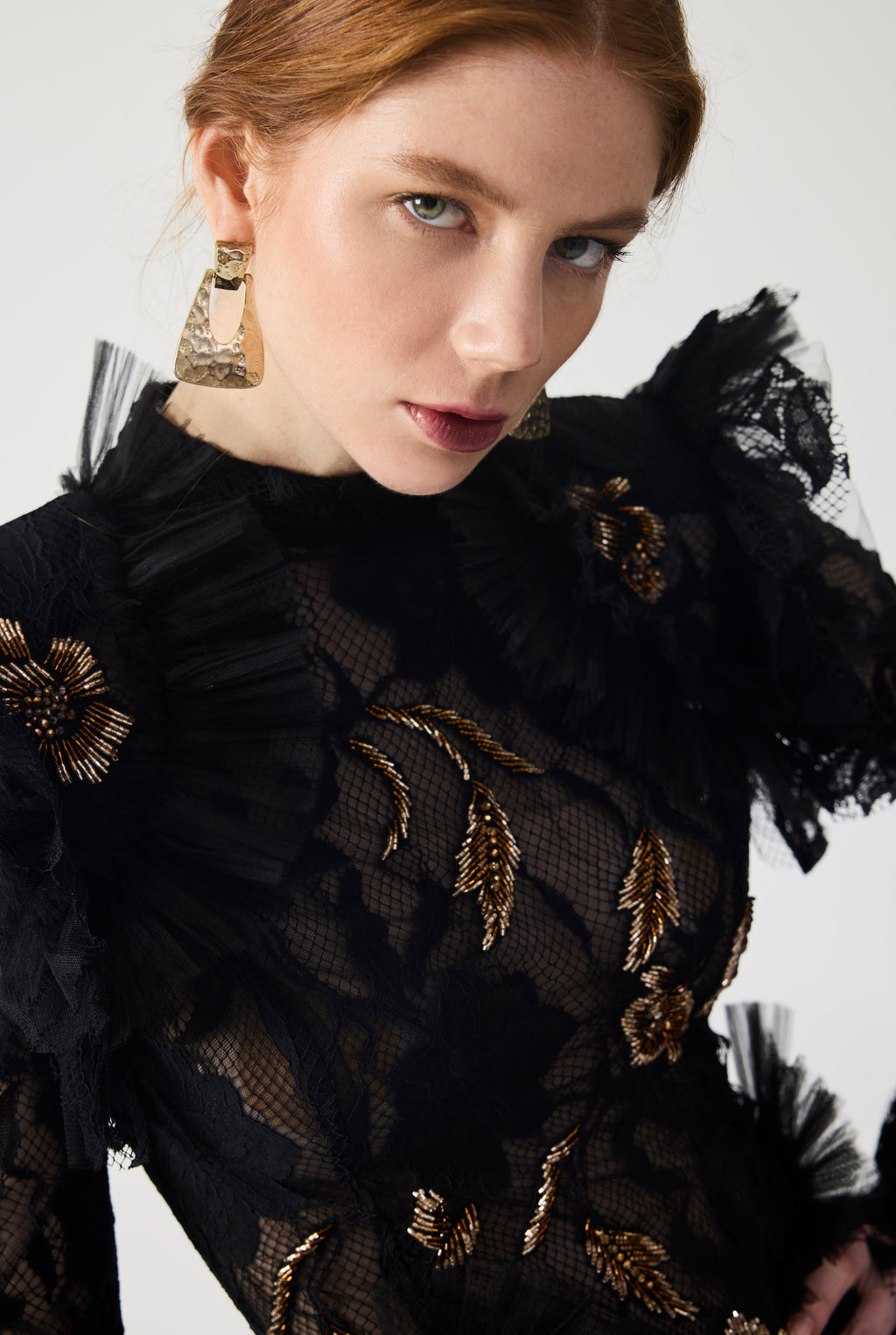 Haleia Hand Embroidered With Ruffles Detailed Mini Dress