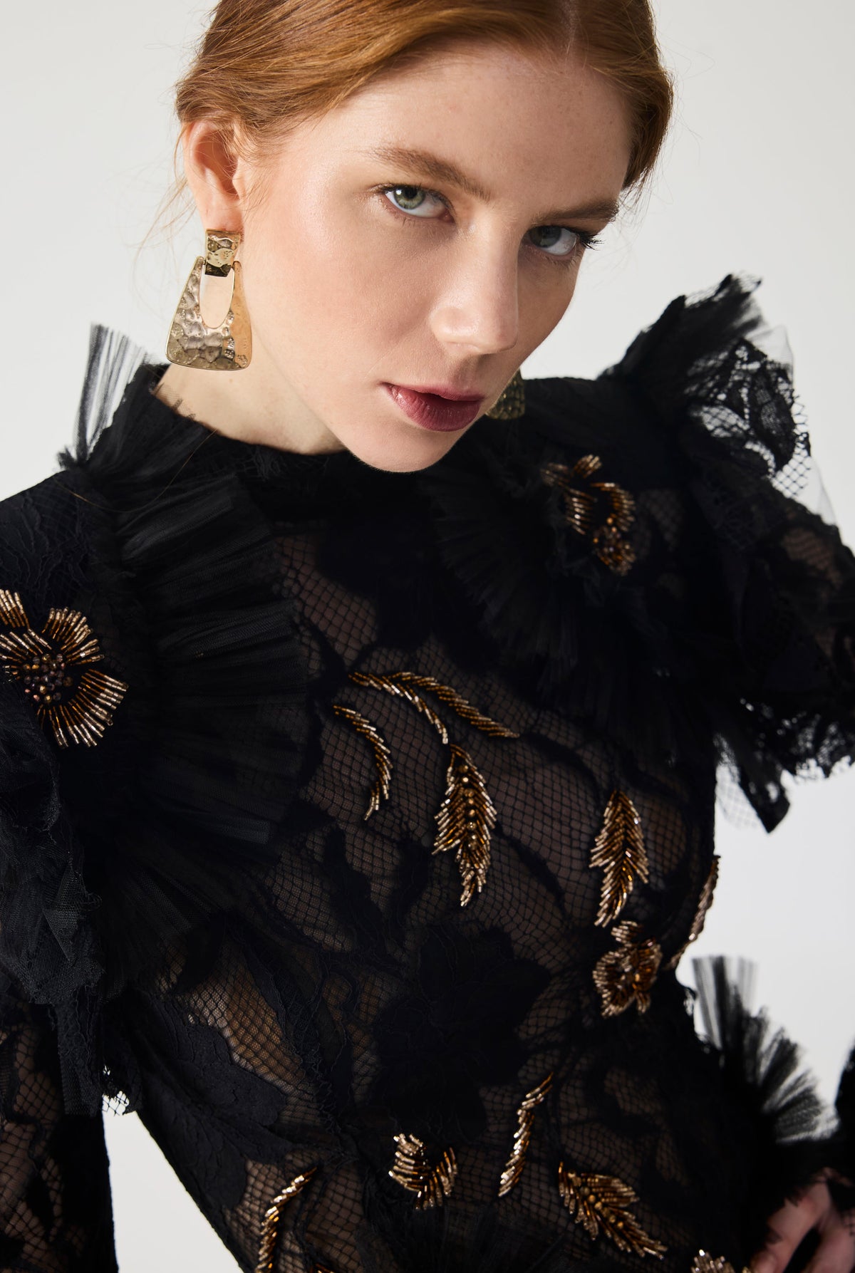 Haleia Hand Embroidered With Ruffles Detailed Mini Dress