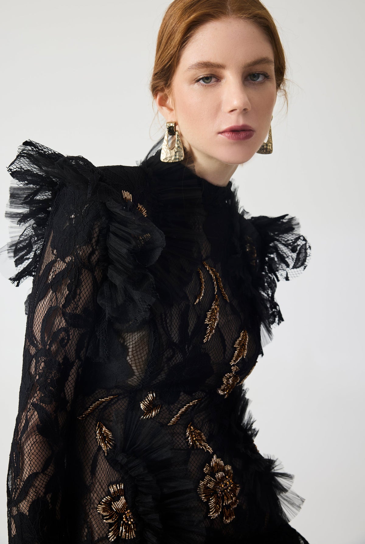 Haleia Hand Embroidered With Ruffles Detailed Mini Dress