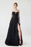 Haleia Hand Embroidery Strapless Maxi Dress