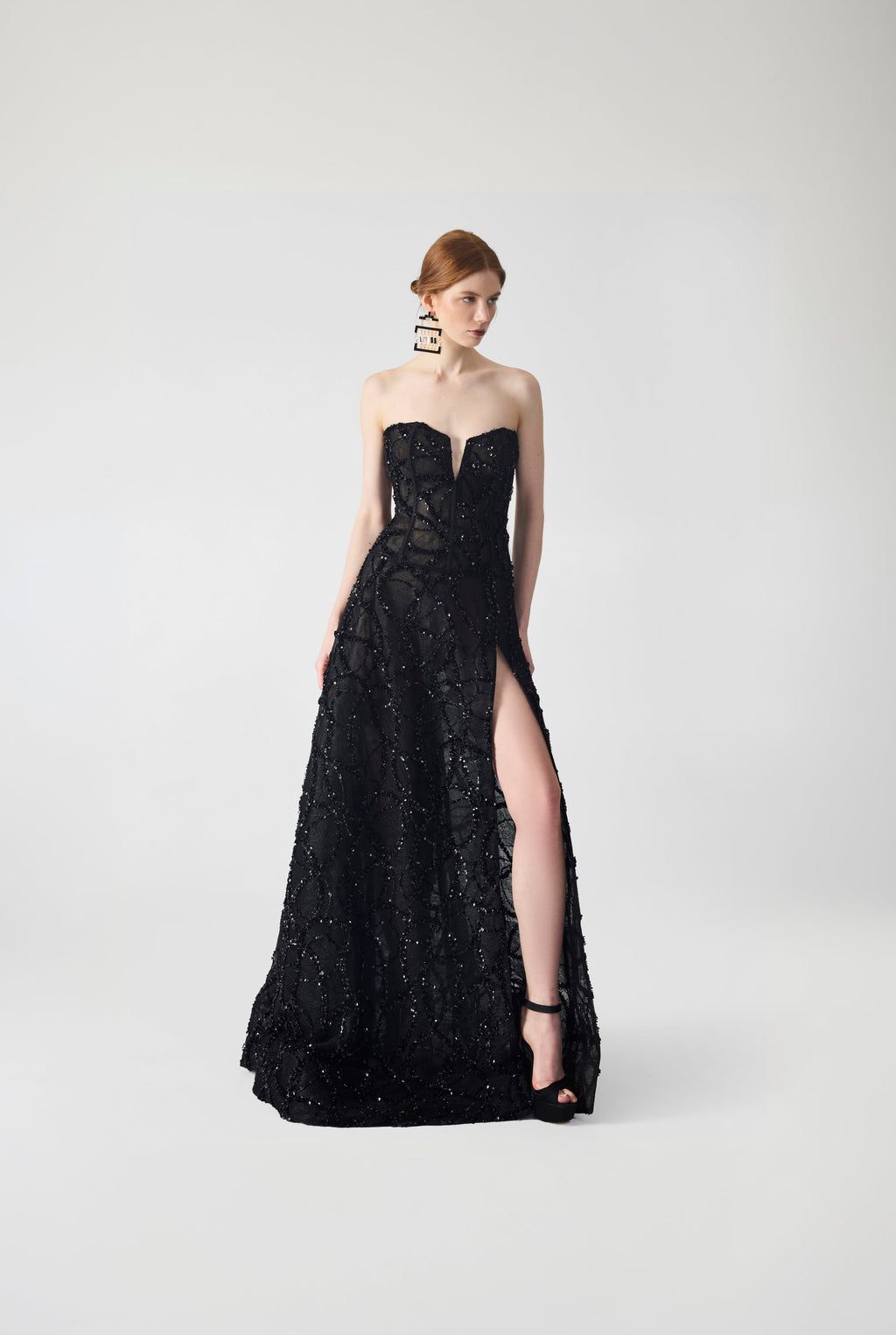 Haleia Hand Embroidery Strapless Maxi Dress