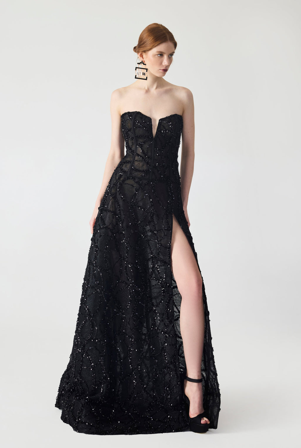 Haleia Hand Embroidery Strapless Maxi Dress