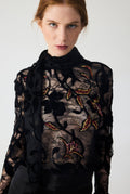 Haleia Hand Embroidered Velvet Lace Blouse
