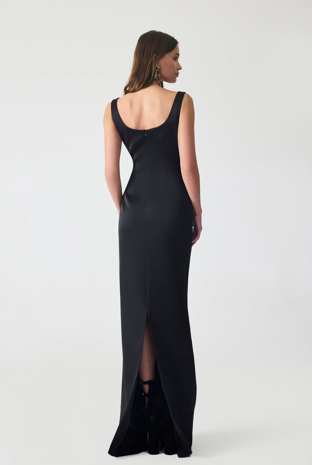 Haleia Hand Embroidered Crepe Maxi Dress