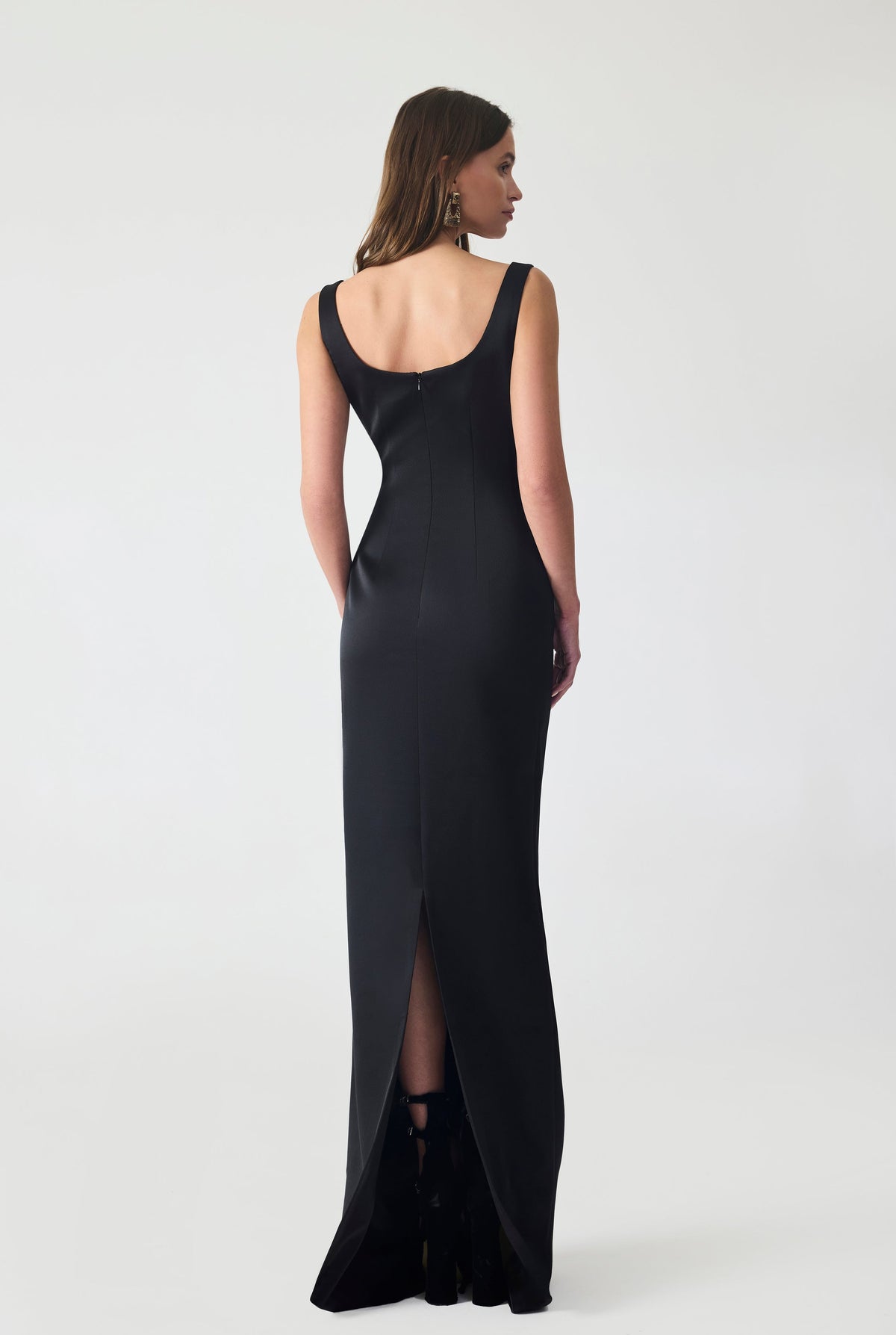 Haleia Hand Embroidered Crepe Maxi Dress