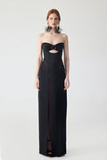 Haleia Crepe Hand Embroidered Cut Out Maxi Dress