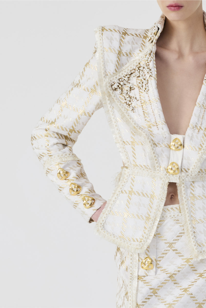 Haleia Gold Plaid Jacket