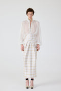 Haleia Gold Plaid Midi Skirt