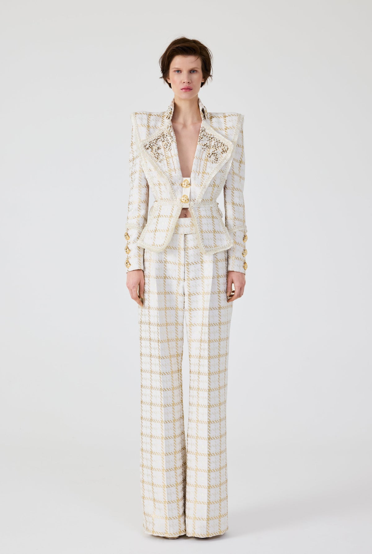 Haleia Gold Plaid Pant