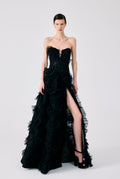 Haleia Flounce Black Maxi Dress
