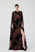 Haleia Fleur Eventail Maxi Dress With Removable Cape