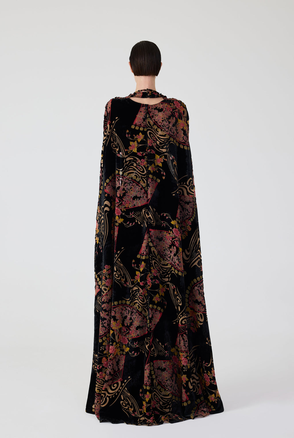 Haleia Fleur Eventail Maxi Dress With Removable Cape