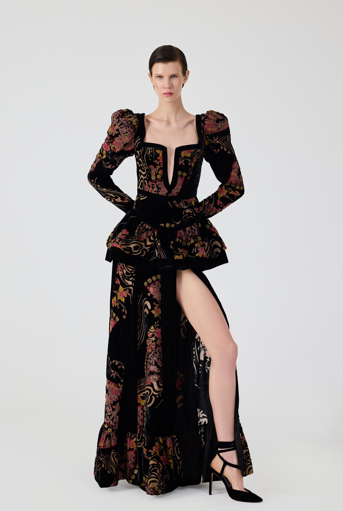 Haleia Fleur Eventail Maxi Dress With Slit