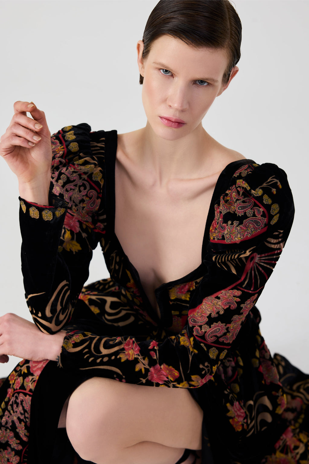 Haleia Fleur Eventail Maxi Dress With Slit
