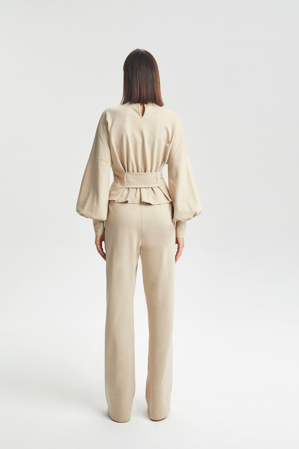 Haleia Kuşaklı Balon Kollu Triko Bluz