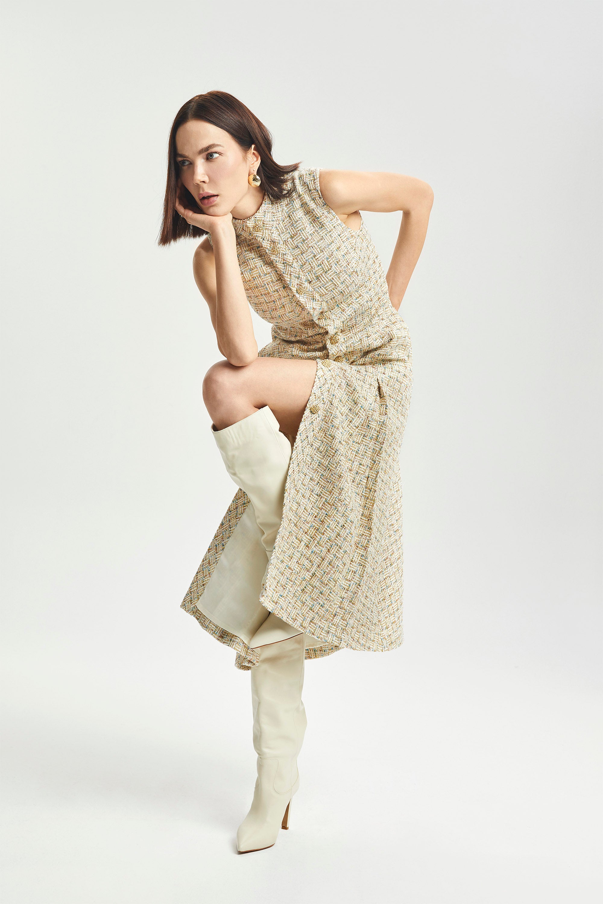 Haleia Kolsuz Buklet Düğme Detaylı Elbise