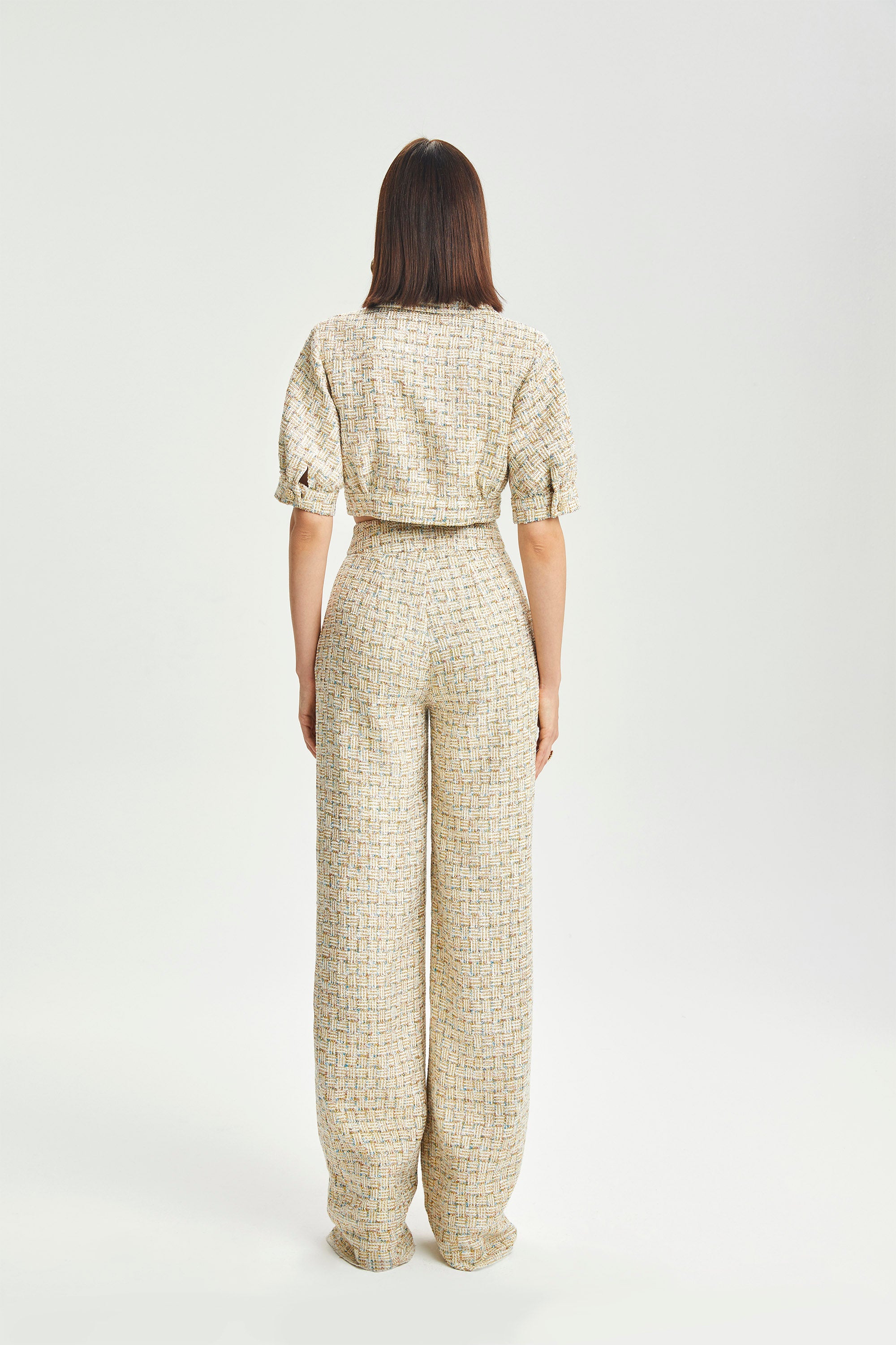 Haleia Balloon-Sleeve Cropped Bouclé Ceket