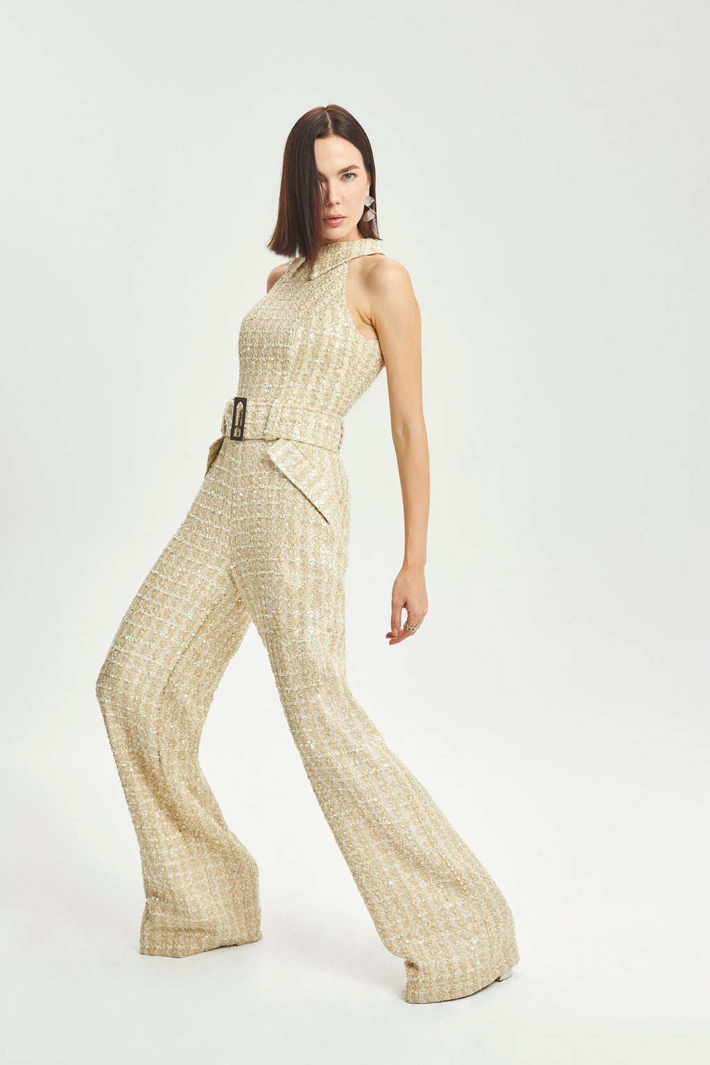 Haleia Sequined Wide-Leg Bouclé Tulum