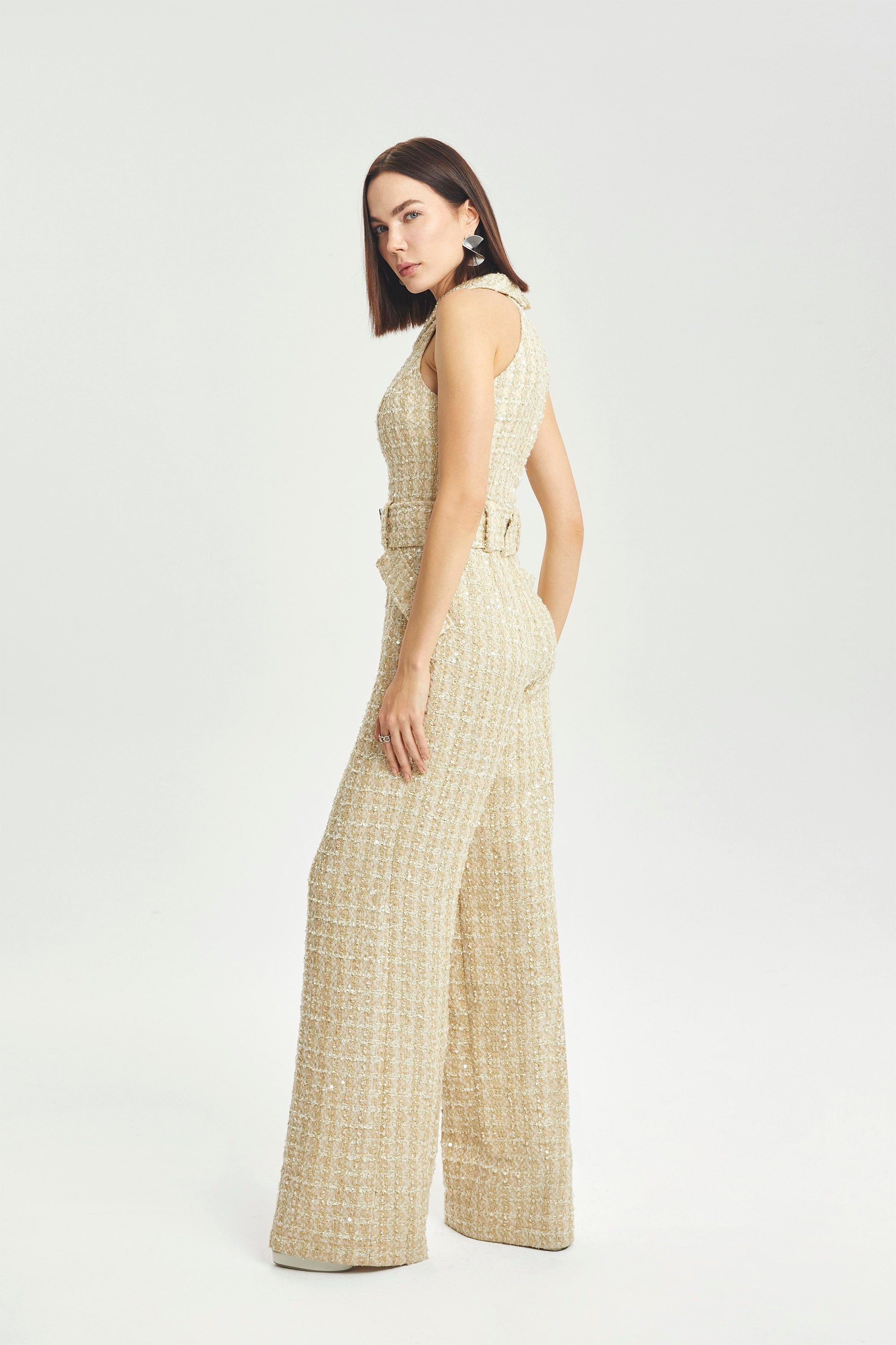 Haleia Sequined Wide-Leg Bouclé Tulum
