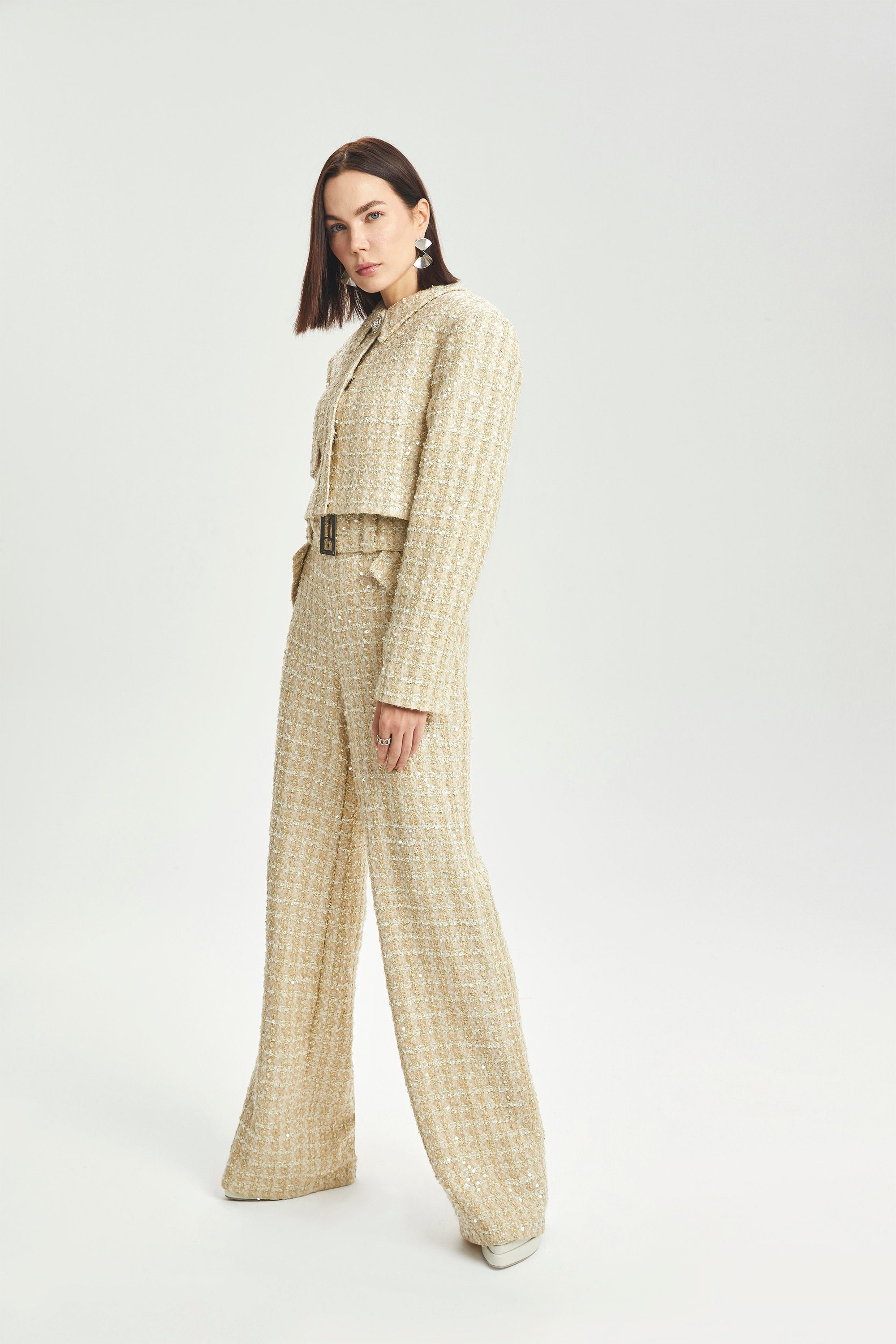 Haleia Wide-Leg Bouclé Pantolon