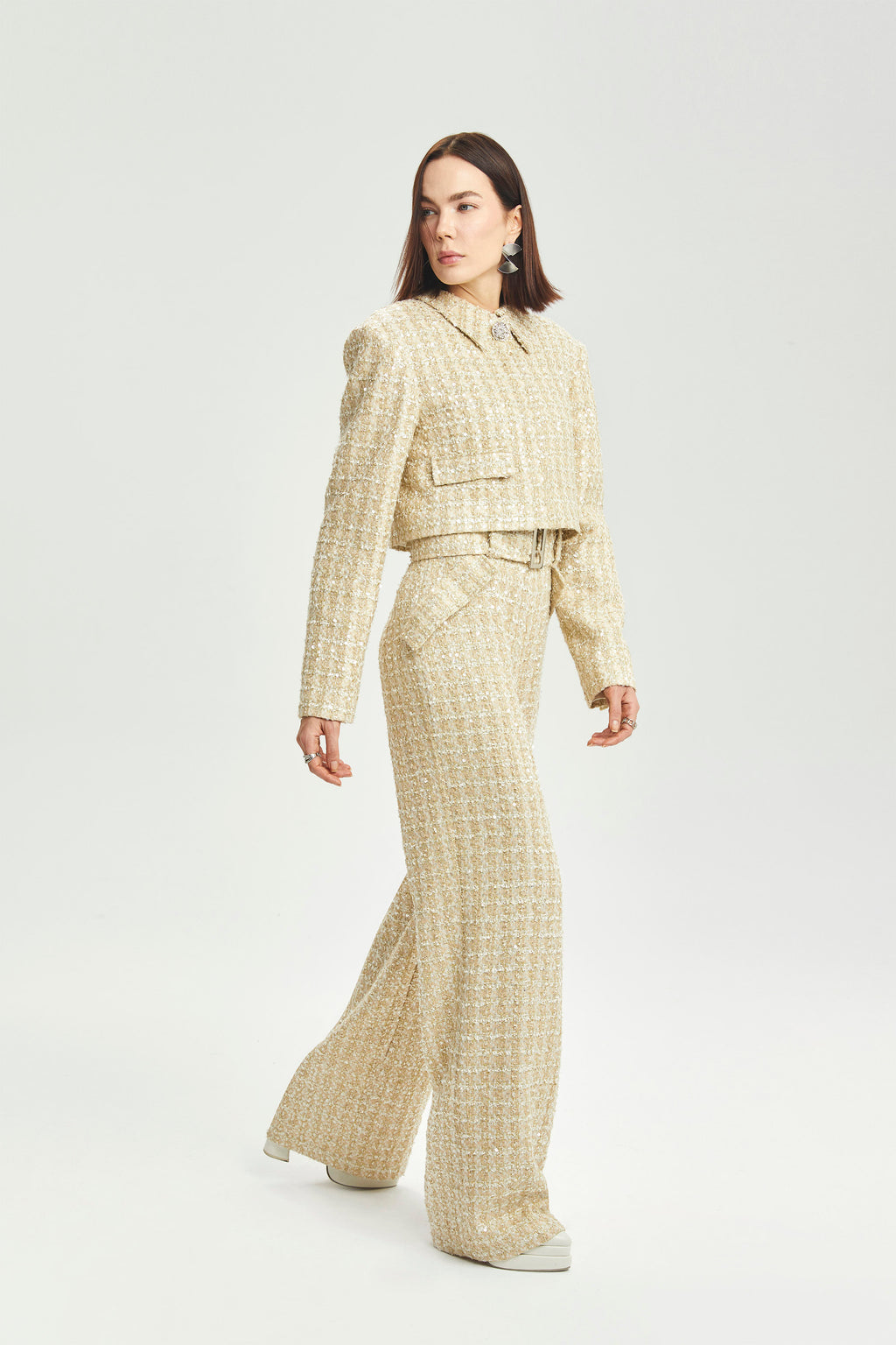 Haleia Wide-Leg Bouclé Pantolon