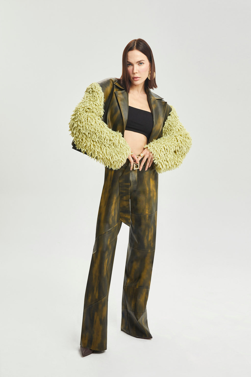 Haleia Yüksek Bel Ombre Deri Pantolon